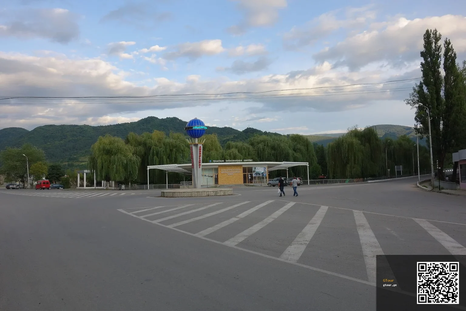 Road junction in Ambrolauri, Racha, on the Kutaisi-Oni road corridor.