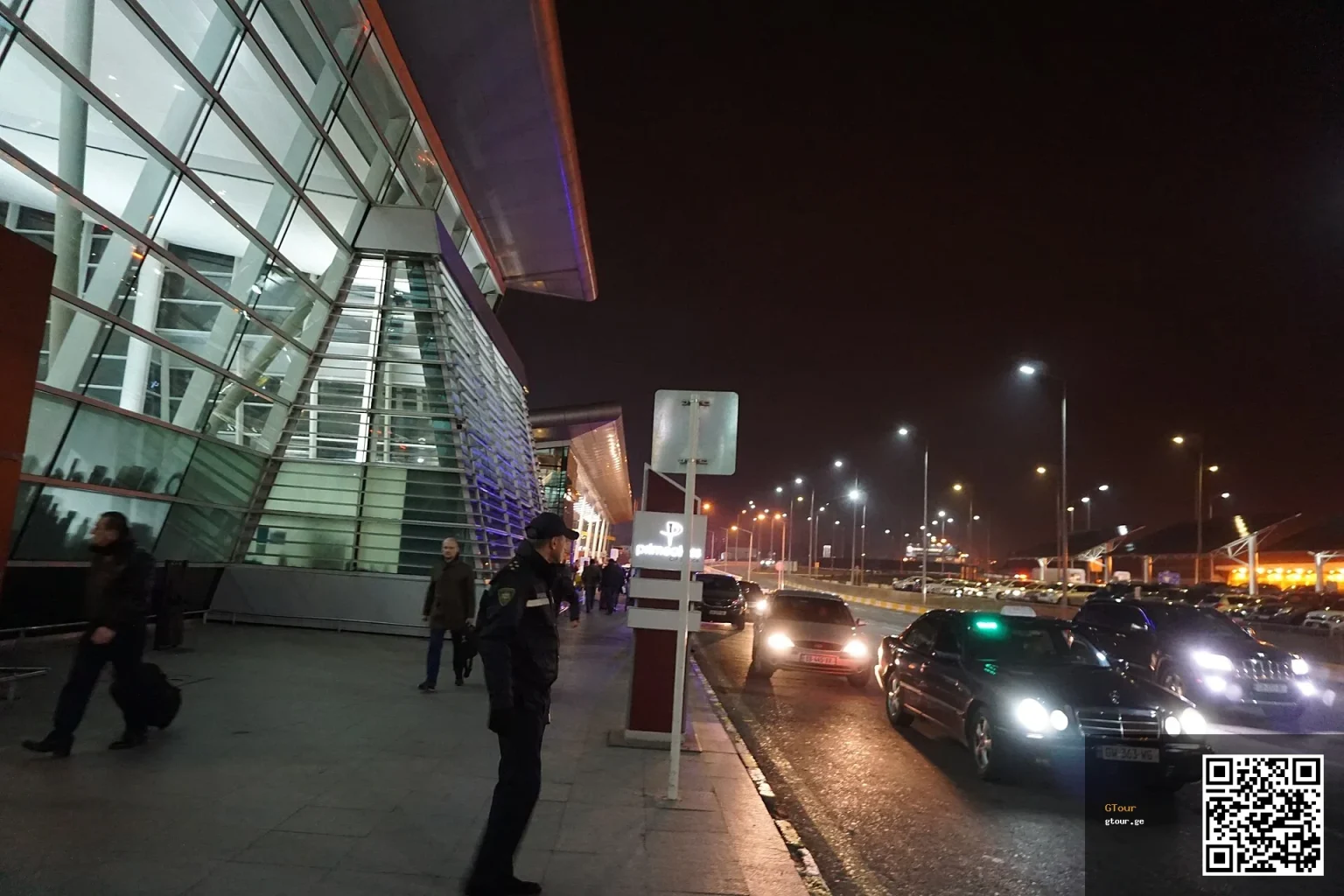 Arrivals hall at Tbilisi International Airport, the main entry point for air travellers.