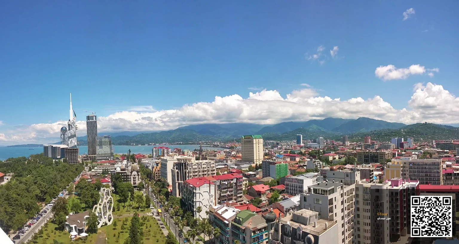 Panoramic view of Batumi, Adjara, the city served by FLYONE Armenia's Yerevan flights.