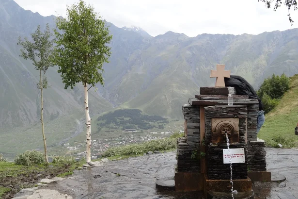 Gergeti Trinity Church near Stepantsminda, the iconic Kazbegi landmark reopening to travelers in May.