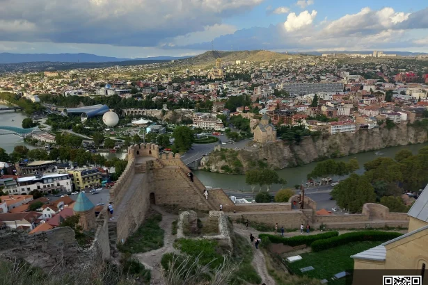 Narikala fortress overlooks Tbilisi, the capital Estonian travellers will likely arrive in first.