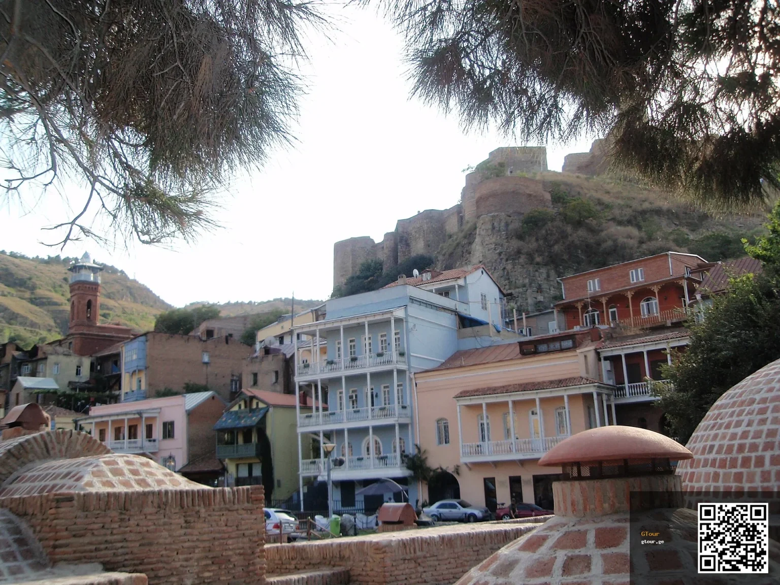 Tbilisi's Sulphur Baths district with Narikala Fortress, a classic sightseeing stop for visitors.