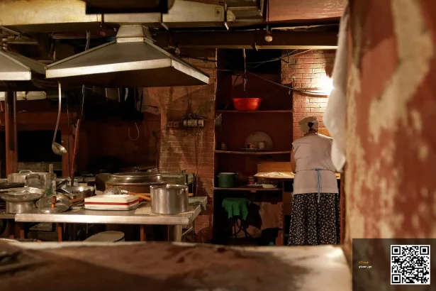 A traditional Georgian kitchen in Tbilisi, showing authentic food preparation travellers may encounter.