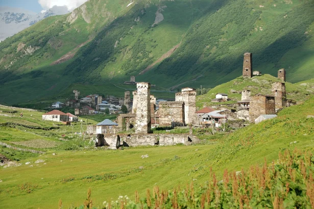The medieval Svan tower village of Ushguli in Upper Svaneti, a highlight of the route.