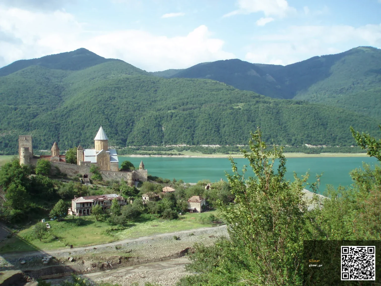 Ananuri fortress complex on the Aragvi River, a classic stop on Georgia's scenic Military Road.