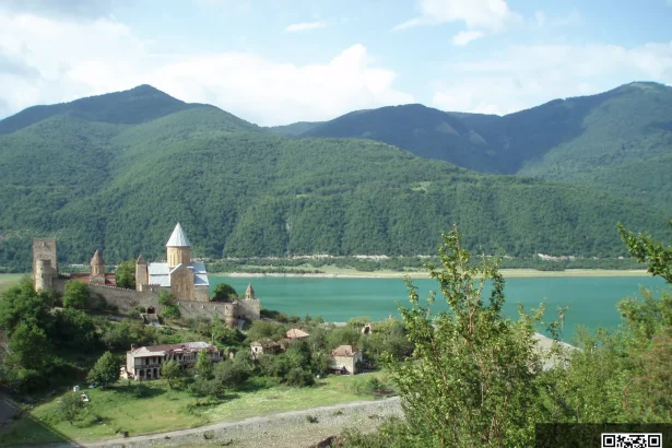 Ananuri fortress complex on the Aragvi River, a classic stop on Georgia's scenic Military Road.