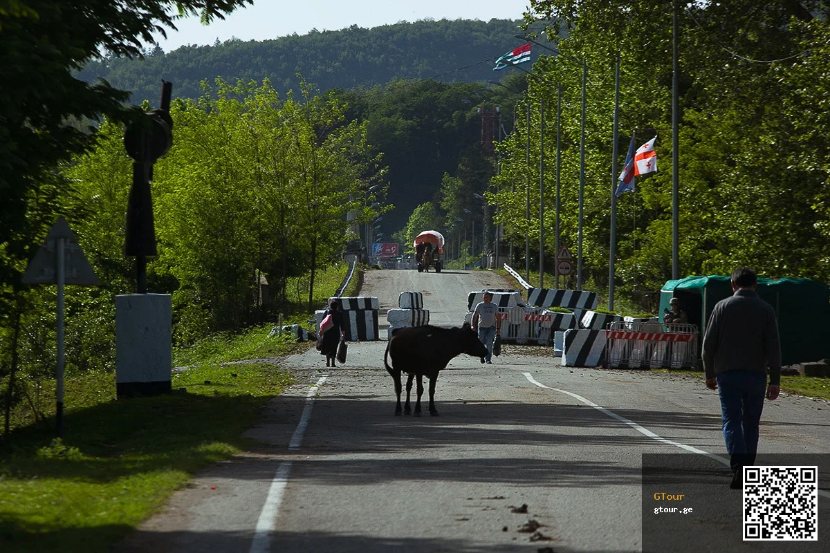 The last Georgian checkpoint before the Enguri Bridge, marking the line of occupation with Abkhazia.